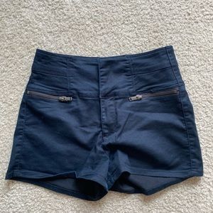 Black high waisted shorts with zippers